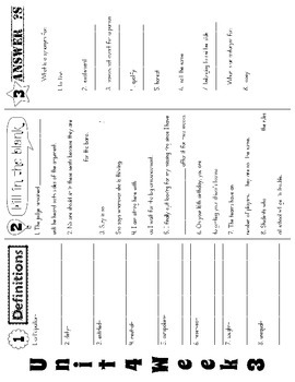 Wonders McGraw Hill 5th Grade Vocabulary Trifold - Unit 4 (Weeks 1-5)