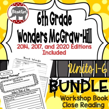 Preview of Wonders McGraw Hill 6th Grade Close Reading (Workshop Book) - Units 1-6 *Bundle*