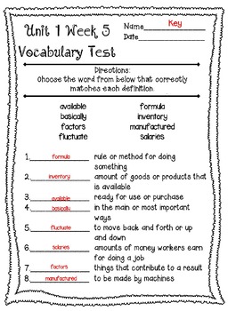 Wonders 2020, 2017, and 2014 McGraw Hill 6th Grade Vocabulary Tests