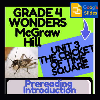 Preview of Wonders McGraw Hill-Cricket in Times Square Digital Intro & Vocab, Google Slides