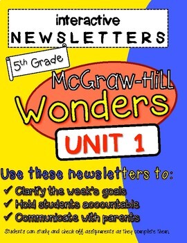 Preview of Wonders McGraw Hill Interactive Newsletter Unit 1