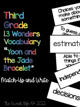 Preview of Wonders McGraw Hill: Third Grade Vocabulary Match-Up 1.3