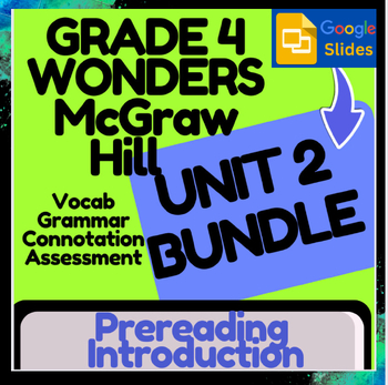 Preview of Wonders McGraw Hill: Unit 2 Prereading Intro & Digital Vocab Study-Google Slides