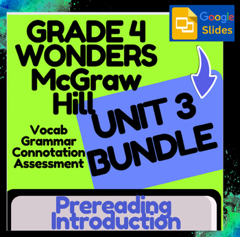 Preview of Wonders McGraw Hill: Unit 3 Prereading Intro & Digital Vocab Study-Google Slides