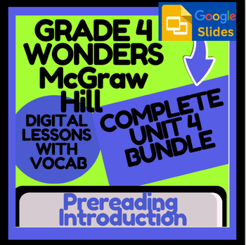 Preview of Wonders McGraw Hill: Unit 4 Prereading Intro & Digital Vocab Study-Google Slides