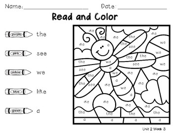 wonders read color by code kindergarten by ms vandoren makes tpt