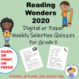 Wonders Reading 2020 Fifth Grade Weekly Selections Quiz Packet