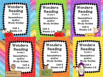 Preview of Wonders Reading Grade 1 Units 1-6 Newsletter / Study Guides