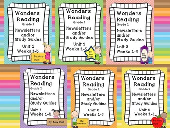 Preview of Wonders Reading Grade 2 Units 1-6 Newsletters / Study Guides