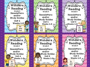 Preview of Wonders Reading Grade 3 Units 1-6 Newsletters / Study Guides