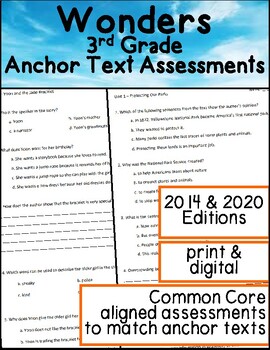 Preview of Wonders 3rd Grade Anchor Text Comprehension Reading Story Assessments