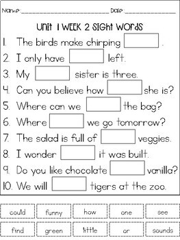 Wonders Sight Word Cut and Paste by The Teaching House | TpT