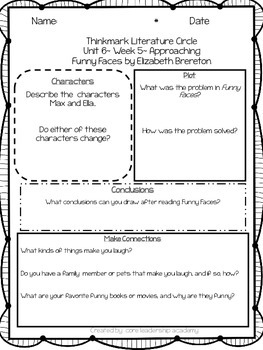 Wonders Thinkmark Literature Circles Unit~ 6 Week 5 by Core Leadership ...