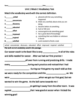 8 worksheet vocabulary answers unit Mc Grade Third 1 Vocabulary Graw Wonders Unit Hill Test