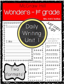 Preview of Wonders Unit 1 Daily Writing and Reading Response