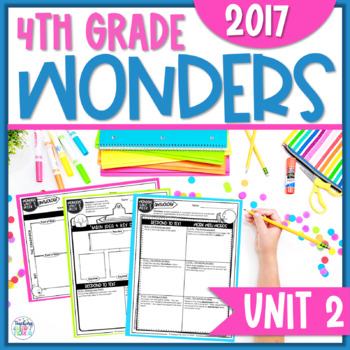 Preview of Wonders Unit 2 Weeks 1 - 6 Reading Response Sheets 4th Grade Wonders (2017)