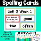 Wonders Unit 3 Weeks 1-5 Spelling Word Cards Second Grade 