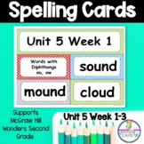 Wonders Unit 5 Weeks 1-5 Spelling Word Cards Second Grade 