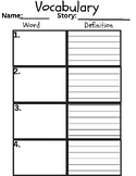 Wonders Vocabulary Definition Recording Sheet | Reading Vo