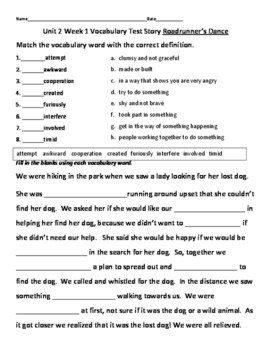 worksheet unit answers vocabulary 8 Week Unit 2 Vocabulary 3rd Wonders test/practice 1 Grade