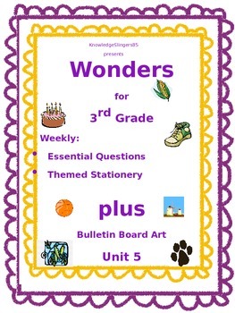 Preview of Wonders for 3rd Grade Plus Bulletin Board Clip Art: Unit 5 Essential Questions
