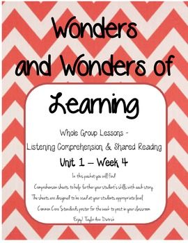Preview of Wonders of Learning - Unit 1, Week 4 Reading Comp - 1st grade