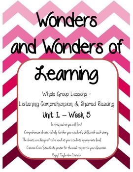 Preview of Wonders of Learning - Unit 1, Week 5 - Reading Comprehension