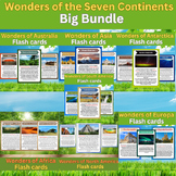 Wonders of the Seven Continents. Big bundle Printable Flashcards.