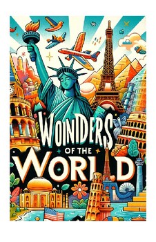 Preview of Wonders of the World  - Fun Facts & coloring book for K-6.