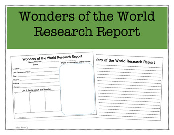 Preview of Wonders of the World Research Report