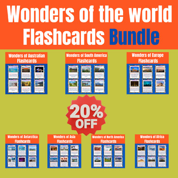Preview of Wonders of the world Printable Flashcards Bundle