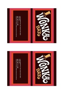 Preview of Wonka Bar Wrapper printable- Charlie and the Chocolate Factory