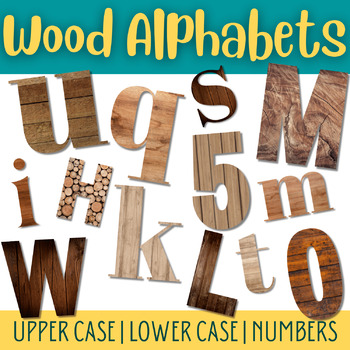 Wood Alphabets Clipart | Upper & Lower Case | Numbers | Bulletin Board ...