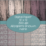 Wood/Bark and Lace Digital Papers  - 300 dpi 12x12