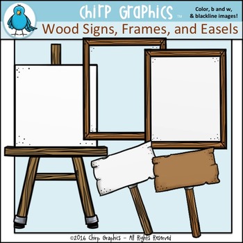 Preview of FREE Wood Sign, Frame, and Easel Clip Art Set - Chirp Graphics