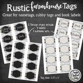 Rustic Farmhouse Editable Book Bin Labels | Name Badge Tags