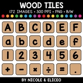 Wood Letter and Number Tiles Clipart 2 + FREE Blacklines -