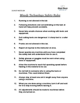 wood shop safety assignment