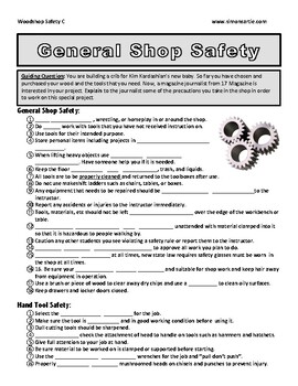Preview of Wood Shop Safety Worksheet: Part 3