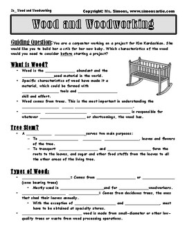 Preview of Wood and Woodworking Worksheet Part 1