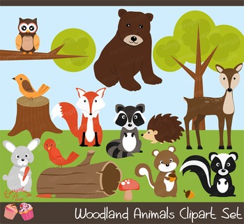 Preview of Wood land Woodland Animals Clipart Set