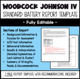 Woodcock Johnson IV Report Template  WJIV - (Editable)
