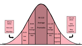 Preview of Woodcock Johnson Test of Achievement Standard Score Bell Curve - Pink