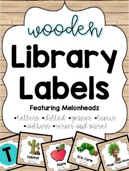 Preview of Wooden Library Labels feat. Melonheadz with corresponding stickers