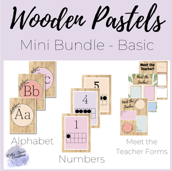 Preview of Wooden Pastels Mini Bundle - BASIC back to school alphabet number meet teacher