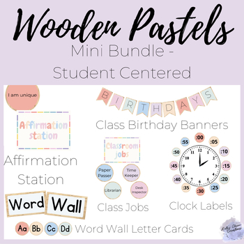 Preview of Wooden Pastels Mini Bundle - Student centered back to school classroom decor