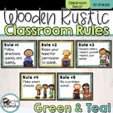 Wooden Rustic Classroom Decor Green and Teal Classroom Rules