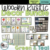 Wooden Rustic Green and Teal Classroom Decor Bundle