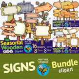 Wooden Signs Clipart Bundle