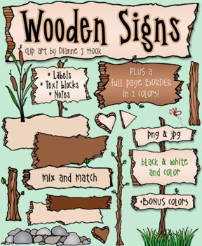 Preview of Wooden Signs - Text Blocks Clip Art Download